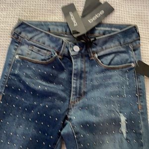 BEBE Heatbreaker Skinny sz 26 bling Jeans NWT